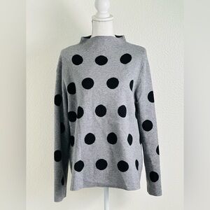 Calligraphie Black and Gray Pullover Polka Dot Boatneck Sweater Size Medium